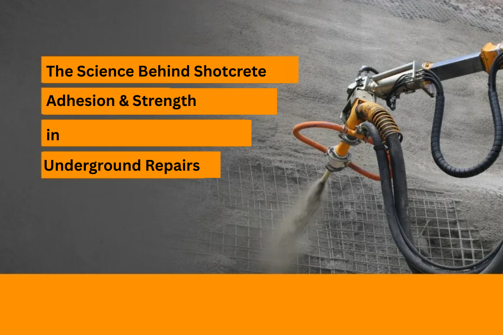 Demonstrating the science of shotcrete adhesion and compressive strength in underground infrastructure repairs and concrete tunnel lining applications.